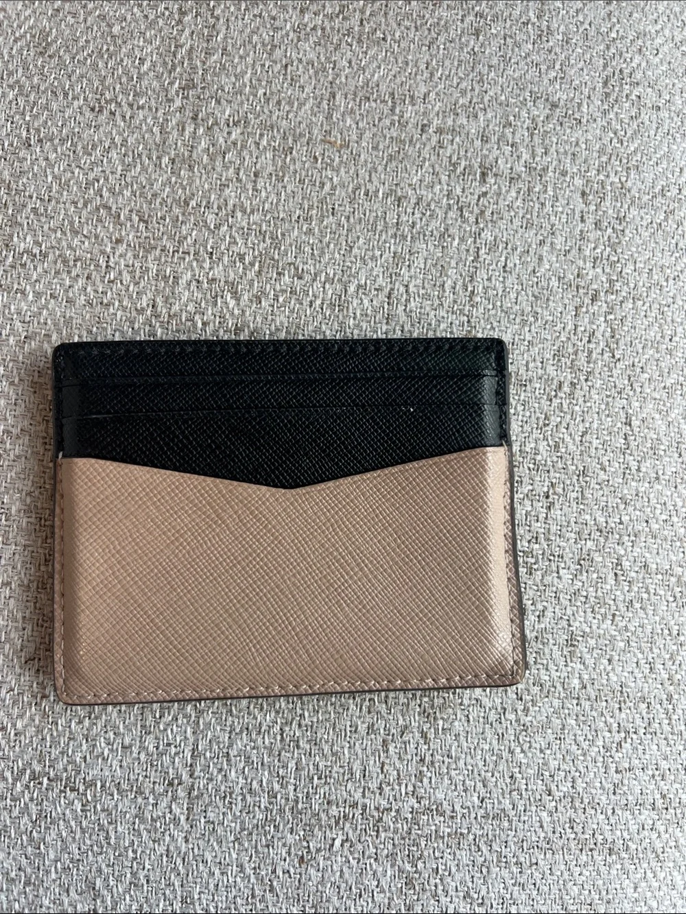 kate spade Black and Beige/Dusty Pink Two-Tone Leather Card Holder
